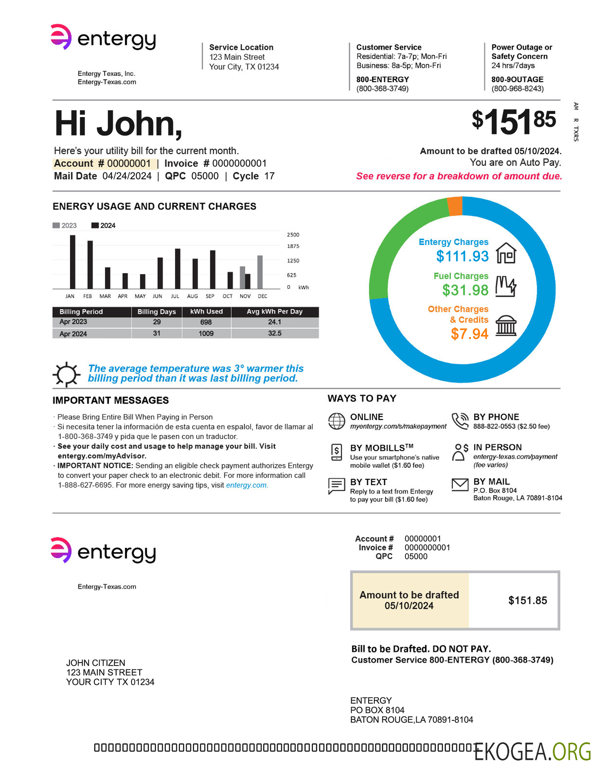 USA Texas entergy utility bill 2pages in PSD format page 1